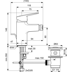 CERAPLAN BD278AA СТОЯЩ СМЕСИТЕЛ ЗА БИДЕ 